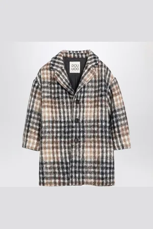 DOUUOD Hazelnut Coloured Checked Coat