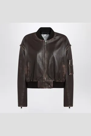 Halfboy Vintage Effect Leather Bomber Jacket