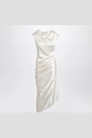 Alexander McQueen Alexander Mc Queen Ivory Asymmetrical Draped Dress