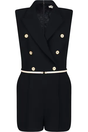 Elisabetta Franchi Double Breasted Crepe Suit With Piping