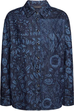 Elena Miro Foliage Drawing Denim Shirt