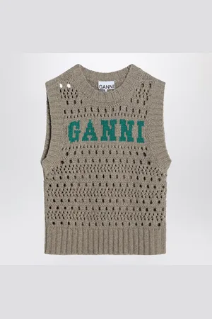 Ganni Perforated Vest With Logo Inlay