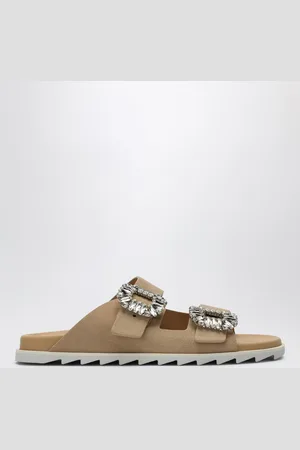 Roger Vivier Beige Suede Slidy Viv