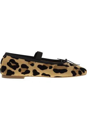 Anniel Leather Ballerina With Animal Pattern And Elastic Band