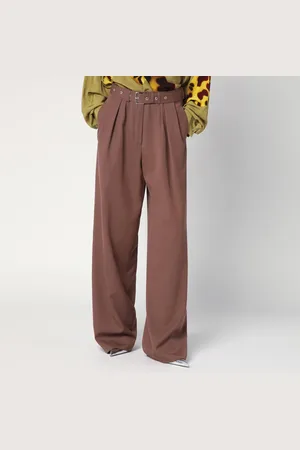 DRIES VAN NOTEN Wide Taupe Cotton Trousers