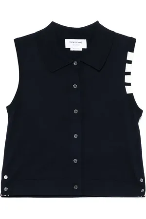 Thom Browne Cotton Tank Top With 4 Stripe Detail