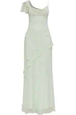 Self-Portrait Long Georgette Dress With Floral Applique
