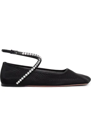 Amina Muaddi Amina Mu I Mesh Crystal Ballerina Flats