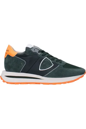 Philippe model Sneakers Tropez Haute Mens Fabric Green/Orange Fluo