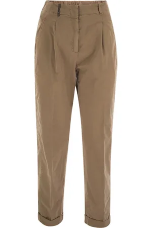 PESERICO SIGN Garment Dyed Stretch Cotton Gabardine Trousers