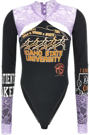 Marine Serre Regenerated T Shirt And Lace Long Sleeves