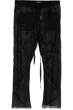 ANN DEMEULEMEESTER Esti Cropped Bias Cut Embroidered Trousers