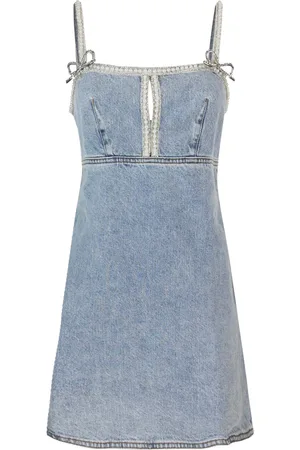 Self-Portrait Mini Abito In Denim Grigio