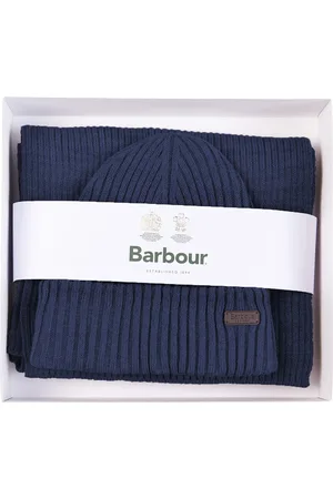Barbour Gift Set "Crimdon" Berretto E Sciarpa Blu