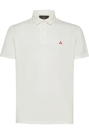 Peuterey Polo Mezzola Bianca In Piquet