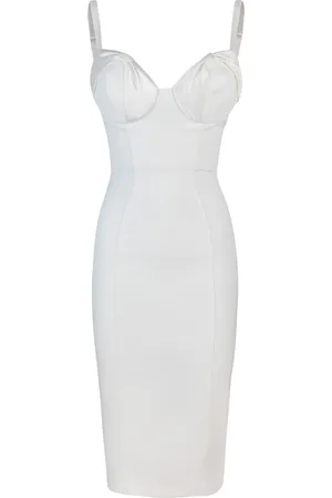 Elisabetta Franchi Abito In Crêpe Con Fiocchi In Raso Bianco