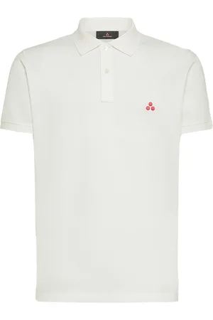 Peuterey Polo Bianca In Cotone Piqué Con Logo Ricamato