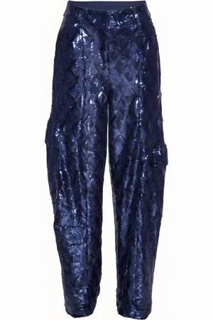 ROTATE Pantalone Cargo Blu Con Paillettes