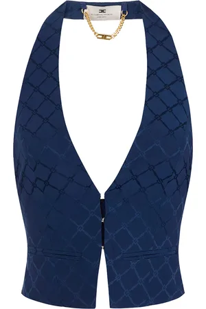 Elisabetta Franchi Gilet In Satin Con Losanga Jacquard