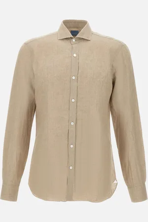 BARBA Linen Long Sleeve Sand Shirt