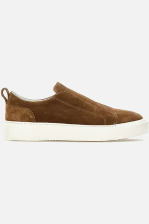 Kiton Cognac Suede Leather Slip On Sneakers