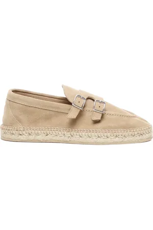 ELEVENTY Camel Leather Espardillas With Buckles