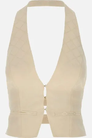 Elisabetta Franchi Events Satin Gilet In Butter