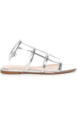 Gianvito Rossi Metallic Square Toe Flat Sandals