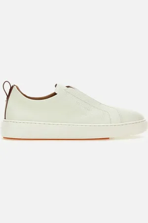 santoni Victory Tumbled Leather Slip On Sneakers