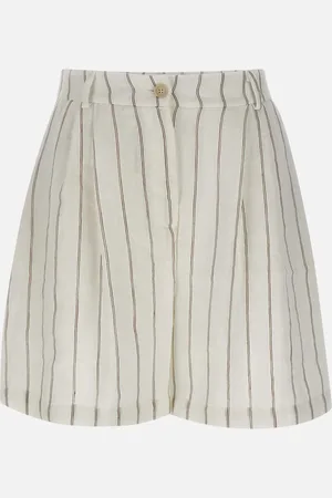 Kaos Linen Blend Pinstripe Shorts For Women