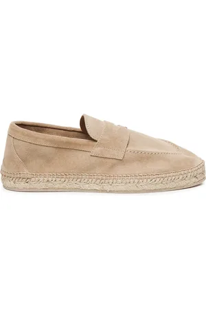 ELEVENTY Camel Calfskin Slip On Espadrilles