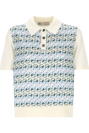 Tory Burch Silk Polo With Merino Wool Insert