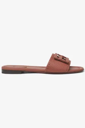 Fendi Baguette Brown Leather Slides