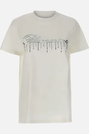 BLUMARINE Cotton Jersey T Shirt With Silver Logo