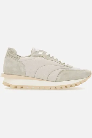 ELEVENTY Suede Fabric Sneakers In Ecru