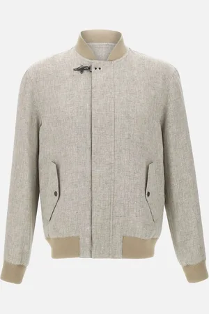 FAY Washed Linen Canvas Bomber Jacket