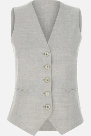 ELEVENTY Wool Linen Gilet In Ice