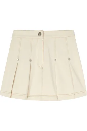 Palm Angels Light Beige Belted Skirt With Logo
