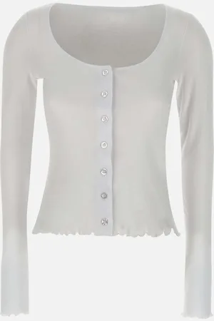 ROTATE Cotton Sweater With Plunging Neckline