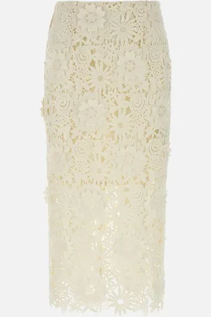 ROTATE Lace Pencil Skirt With Embroidery