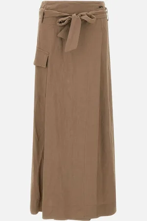 Kaos Taupe Viscose Linen Blend Skirt