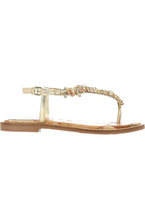 ALVIERO MARTINI 1A CLASSE Gold Jewel Flat Sandals
