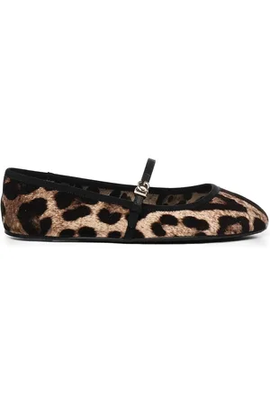 Dolce & Gabbana Leopard Print Ballet Flats With Buckle