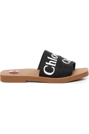 Chloé Woody Linen Flat Slides