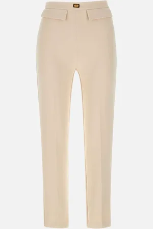Elisabetta Franchi Daily Slim Crepe Trousers With Logo
