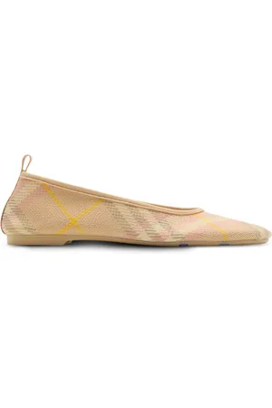 Burberry Beige Check Pattern Slip On Flats
