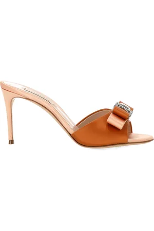 Casadei Mules 80mm With Crystal Bow Detail
