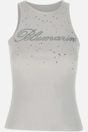 BLUMARINE Cotton Stretch Sleeveless Top In