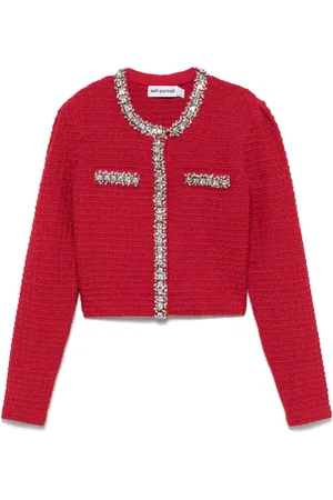 Self-Portrait Rose Red Crystal Embellished Jacket