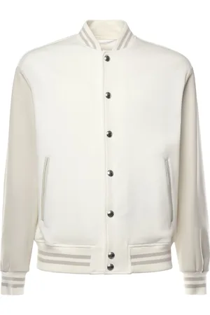 ELEVENTY Wool Cashmere Bomber Jacket In Sand White